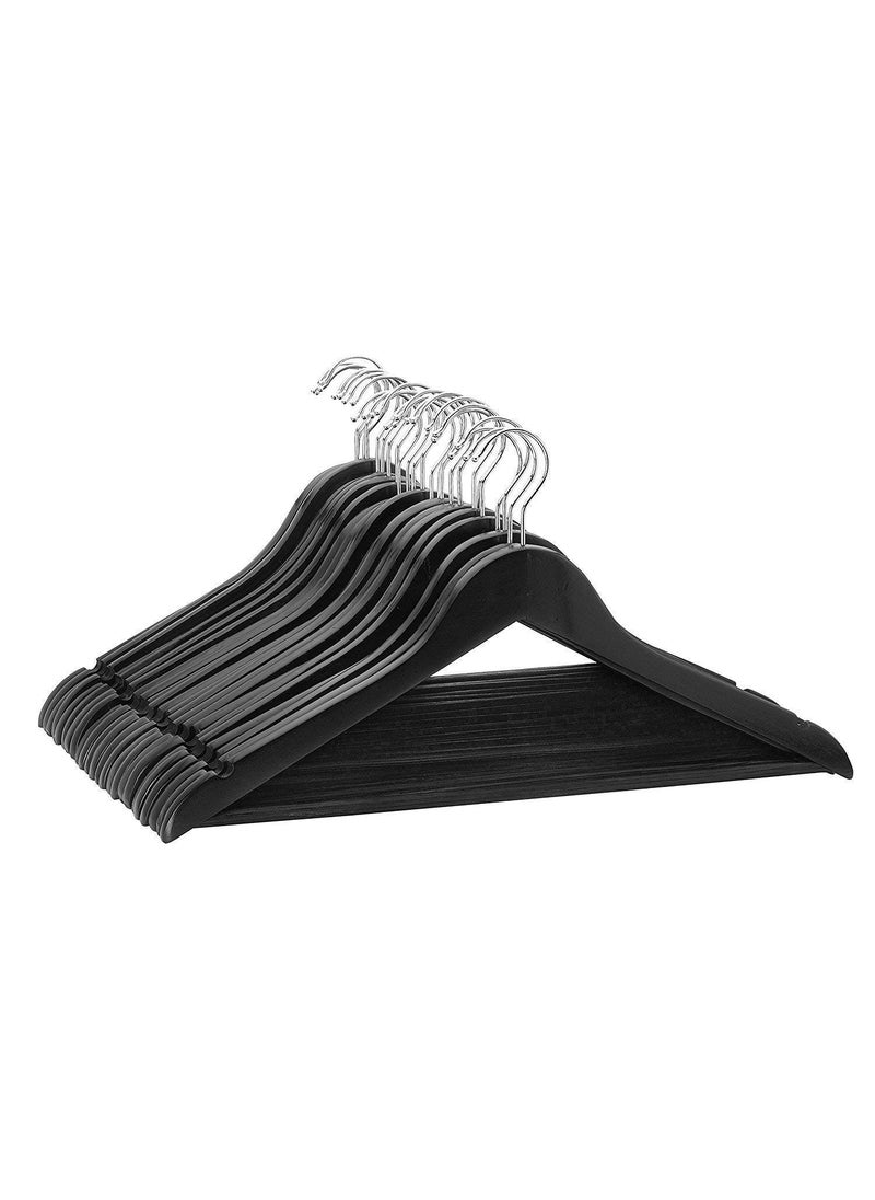 GRACIOUS MART GRACIOUS MART Wooden Suit Hangers Premium Wood with Notches Chrome Swivel Hook for Dress Clothes Coats Jackets Pants Shirts Skirts Hanger Black 8  - Image 4