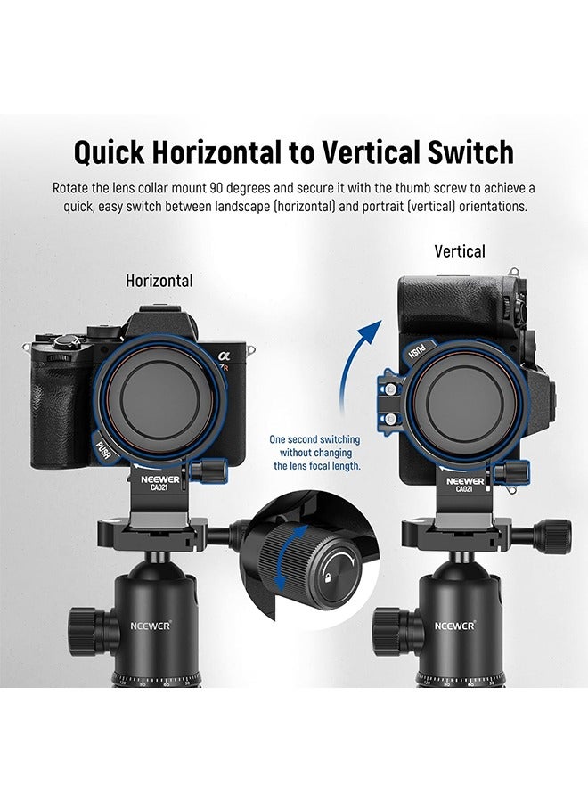 Neewer Rotatable Collar Mount Plate for Sony Alpha 7R IV 7R V 7 IV 7S III, Fast Horizontal to Vertical Camera Tripod Lens Mount Ring Compatible with DJI RS 2/3 u0026 Arca Quick Release System, CA021  - Image 4