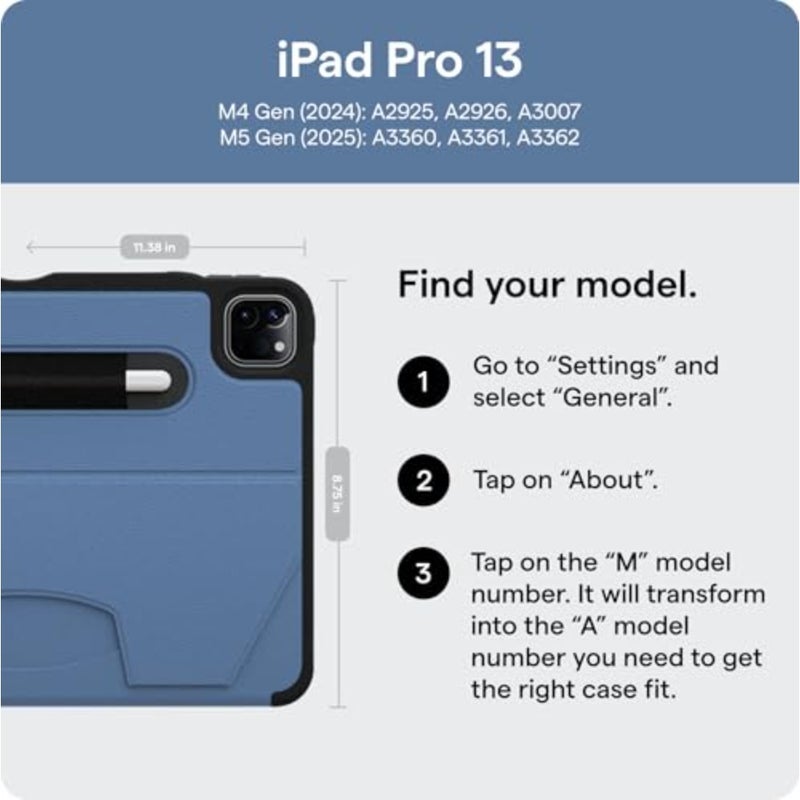 حافظة iPad Pro 13 بوصة، حافظة/غطاء حماية نحيف للغاية مصمم لجهاز iPad Pro 13 M4/M5 2024/2025 Gen 7/8، شحن قلم رصاص لاسلكي، زوايا عرض متعددة (غطاء النوم/الاستيقاظ) - أسود - Image 2