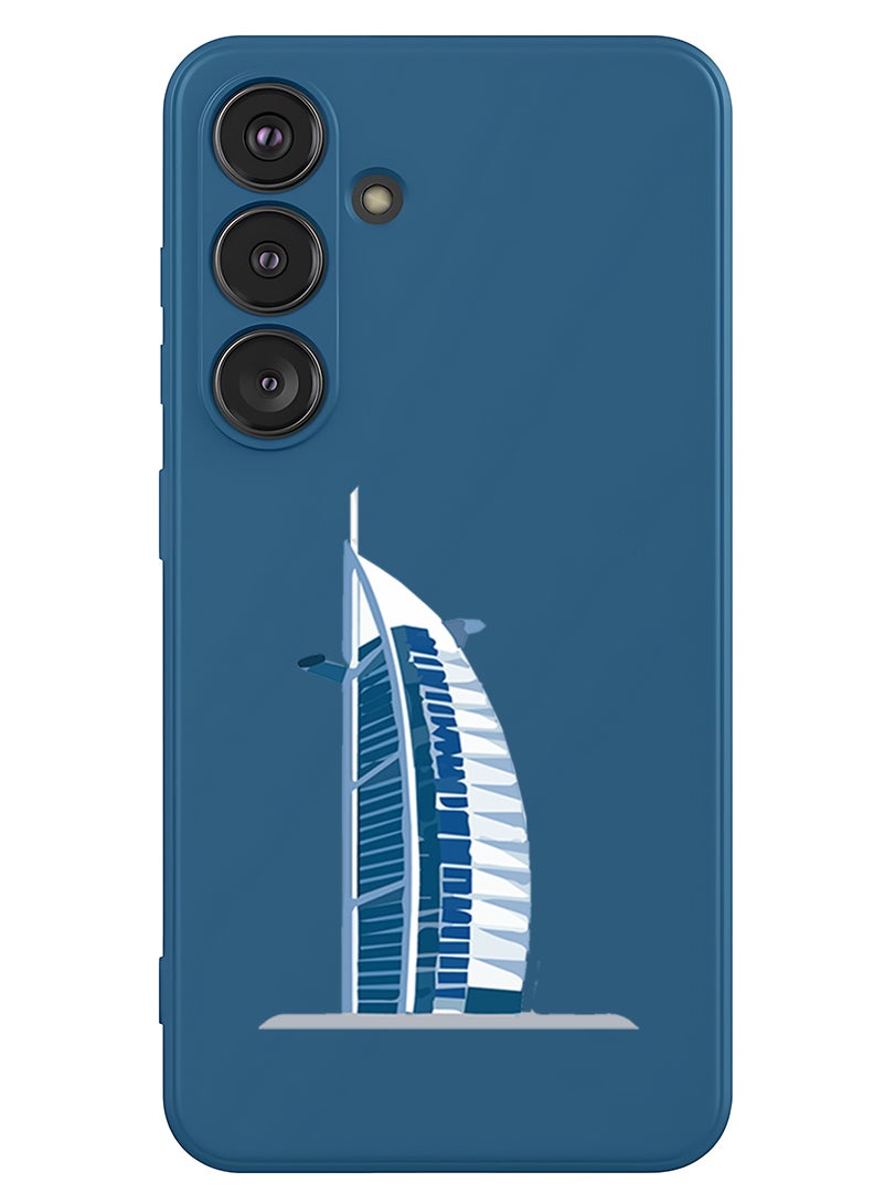 Theodor Protective Slim Fit Case Liquid Silicone Cover with Full Body Protection Anti-Scratch Shockproof Case For Samsung Galaxy S25 (Blue) - Burj Al arab - Image 1