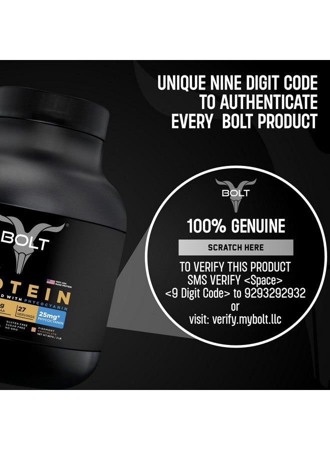 BOLT مسحوق بروتين مصل اللبن 100% | مع سوبر فود فيكوسيانين | 2Lb/907Gm (27 حصة) | شوكولاتة بيدمونت - Image 5