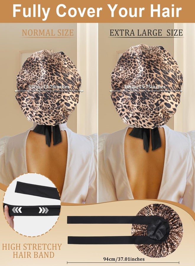 CHLINS Extra Large Satin Bonnet for Sleeping Jumbo Silk Bonnet Double Layer Hair Bonnet for Women with Elastic Tie Band Sleep Wrap for Braids Curly Hair - Image 2