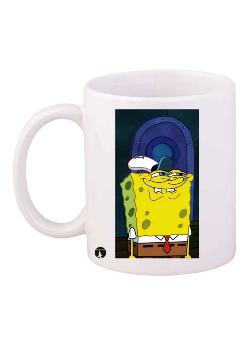 Spongebob Printed Mug White/Green/Blue Standard Size