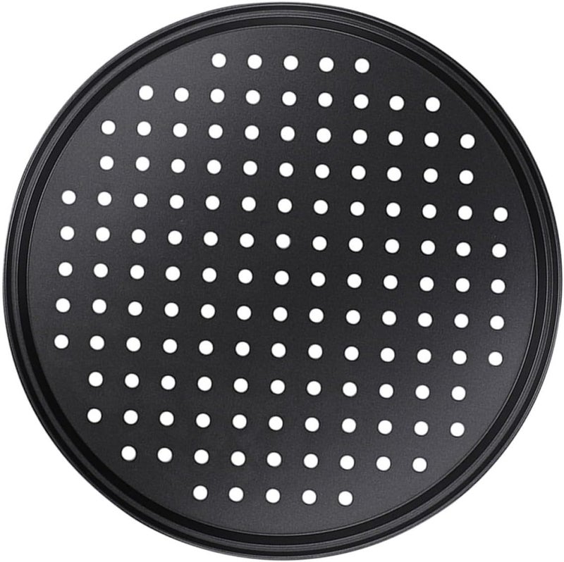 Perforated Non-stick Carbon Steel Pizza Baking Pan 26cm Crisper Holes for Oven Use Home Kitchen Bakeware - Image 1