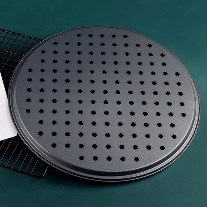 Perforated Non-stick Carbon Steel Pizza Baking Pan 26cm Crisper Holes for Oven Use Home Kitchen Bakeware - Image 5