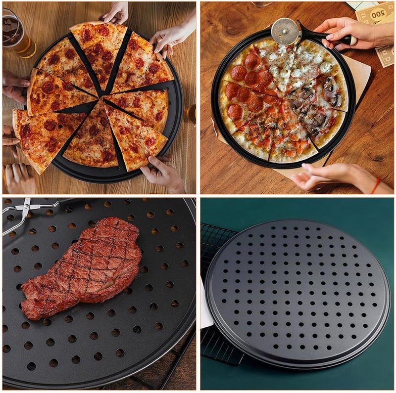 Perforated Non-stick Carbon Steel Pizza Baking Pan 26cm Crisper Holes for Oven Use Home Kitchen Bakeware - Image 4