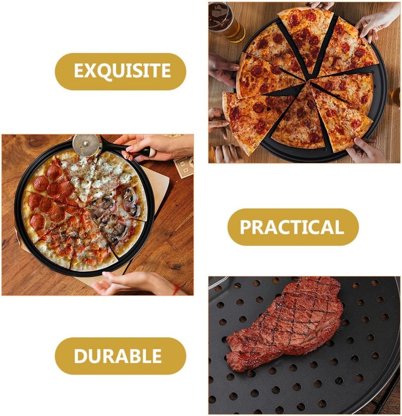 Perforated Non-stick Carbon Steel Pizza Baking Pan 26cm Crisper Holes for Oven Use Home Kitchen Bakeware - Image 3