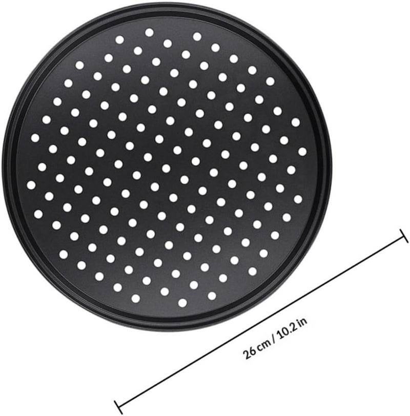 Perforated Non-stick Carbon Steel Pizza Baking Pan 26cm Crisper Holes for Oven Use Home Kitchen Bakeware - Image 2