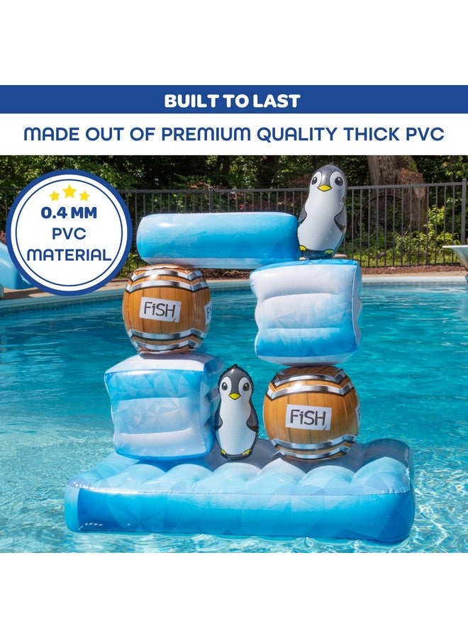 SCS Direct Stack 'n Splash Penguins Floating Target Pool Game- Build It, Hit It, Knock It Down! 10-Pc Set Includes 2 Balls - Stacks Over 2 Feet High! Summer Backyard Fun or BBQ Party Activities for Kids, Adults - Image 4