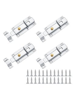 4 Inch Door Locks PCS Garden Gate Stainless Steel Latches Bolt Lock Latch Barrel Sliding with Padlock Hole for Wooden Gates Shed
