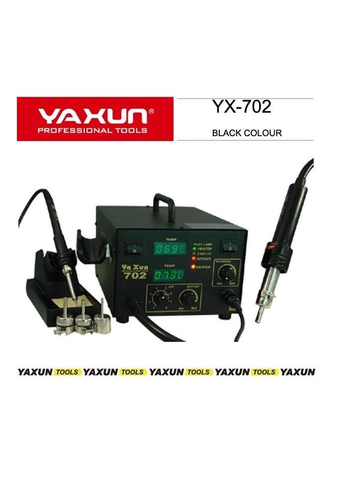 Yaxun BAKU DOUBLE Digital Display SMD Rework Station 2 in 1 Soldering Soldering Station with Hot Air Gun and Soldering Iron BK-702B 