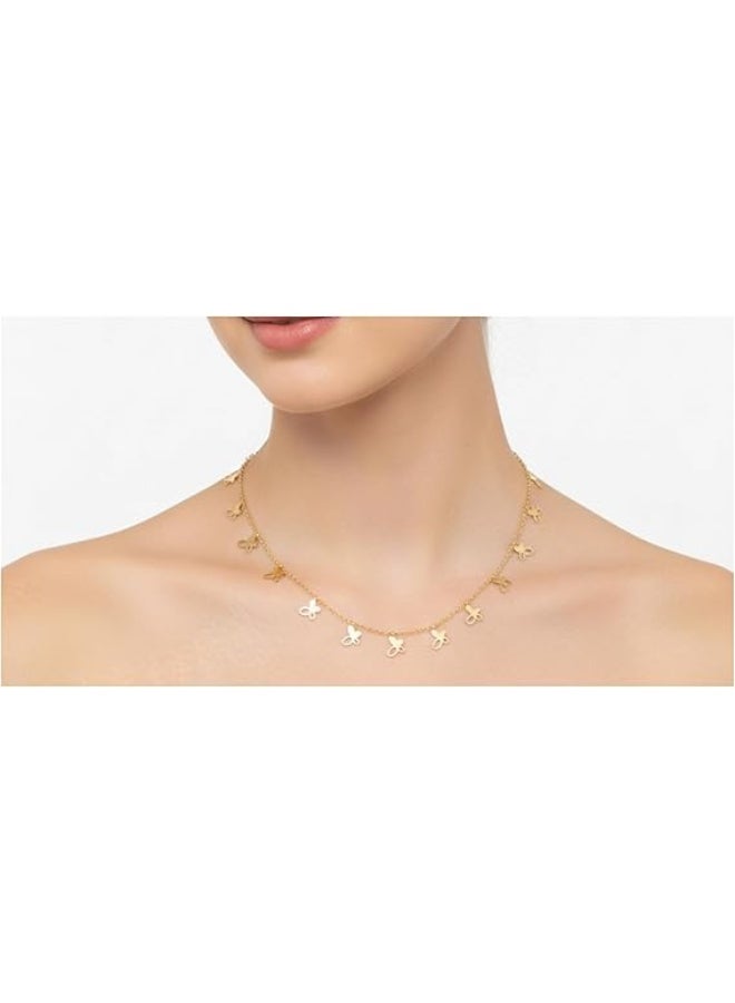 Women Butterfly Choker Necklace Gold Plated Stainless Steel Minimalist Dainty Pendant Necklaces Jewelry for Women and Teen Girls Water Resistant Anti Tarnish Butterfly Charms Beaded Ball Chain Link Bohemian Elegant Neck Piece Hypoallergenic Skin Friendly Jewelry Gift for Anniversary Birthday Party and Everyday Wear Trendy Casual Style High Quality Finish Tarnish Free Non Fade Layering Chain Jewelry for Ladies - Image 2