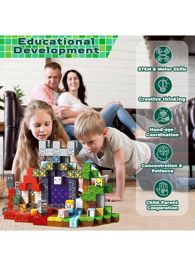 Magnetopia Magnetic Blocks - 200PCS Magnetic Building Blocks for Kids Ages 4 5 6 7 8+, Magnet Blocks, STEM Learning Sensory Toys, Stacking Magnets, Birthday Gifts for Boys & Girls Ages 3+ - Image 3