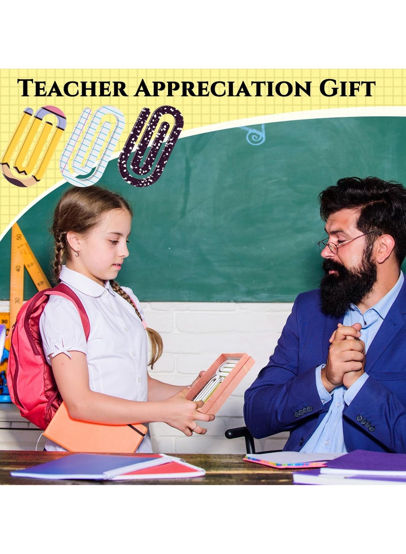 Generic 9 Pcs Jumbo Teacher Acrylic Paper Clips Teacher Appreciation Gift 10cm Paperclip Bookmark Gift Set for Book Lovers, Back to School Supplies(Pencil,Notebook,Paper)  - Image 4