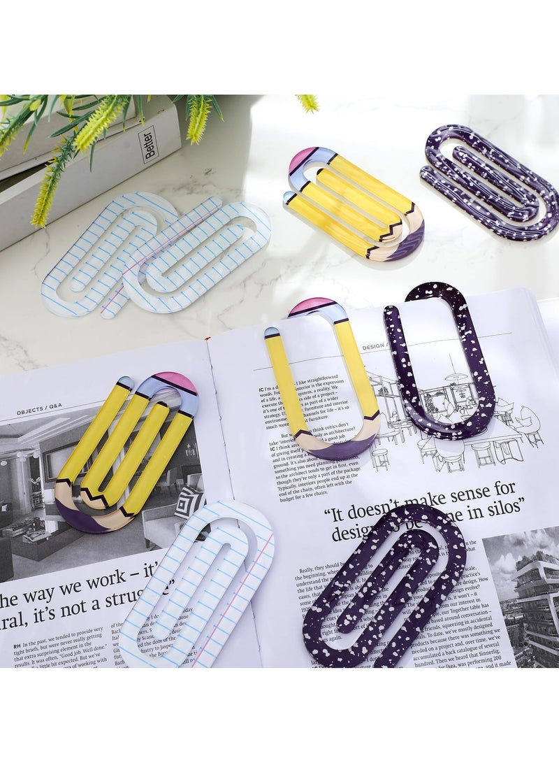 Generic 9 Pcs Jumbo Teacher Acrylic Paper Clips Teacher Appreciation Gift 10cm Paperclip Bookmark Gift Set for Book Lovers, Back to School Supplies(Pencil,Notebook,Paper)  - Image 5
