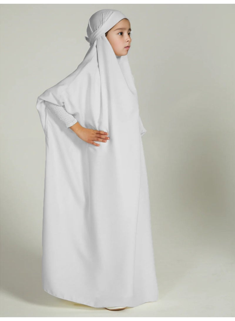 عباية بناتي بأكمام الخفاش — غطاء رأس قابل للربط مع أساور مرنة - Image 4