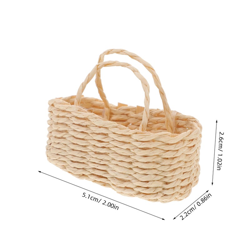 Miniature Woven Basket Dollhouse Decor Home Display Accessory for Play Scenes - Image 3