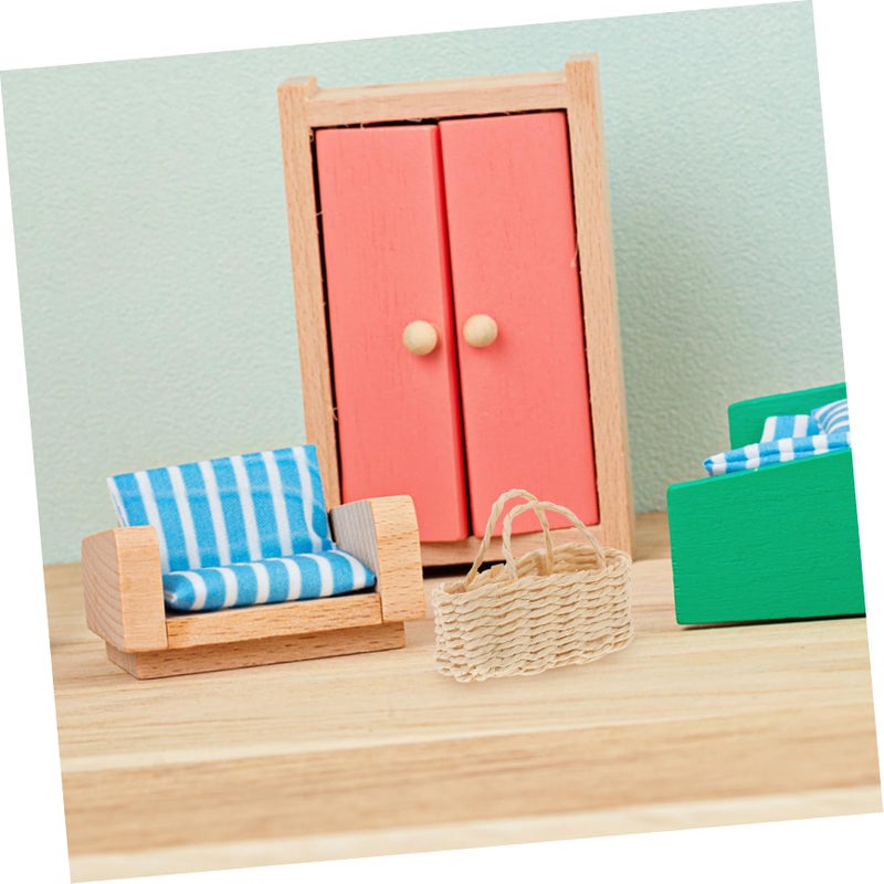Miniature Woven Basket Dollhouse Decor Home Display Accessory for Play Scenes - Image 5