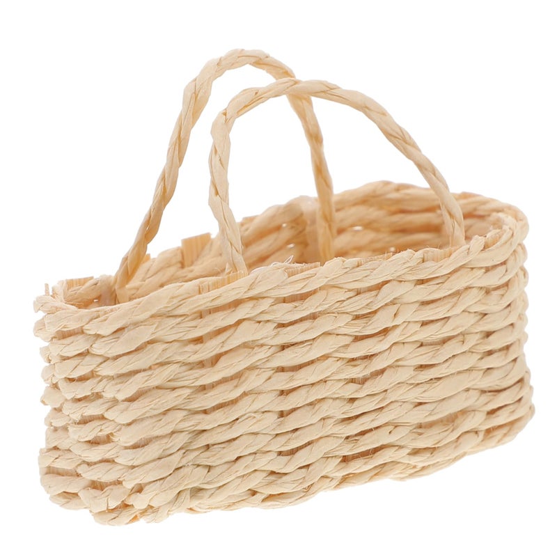 Miniature Woven Basket Dollhouse Decor Home Display Accessory for Play Scenes - Image 2