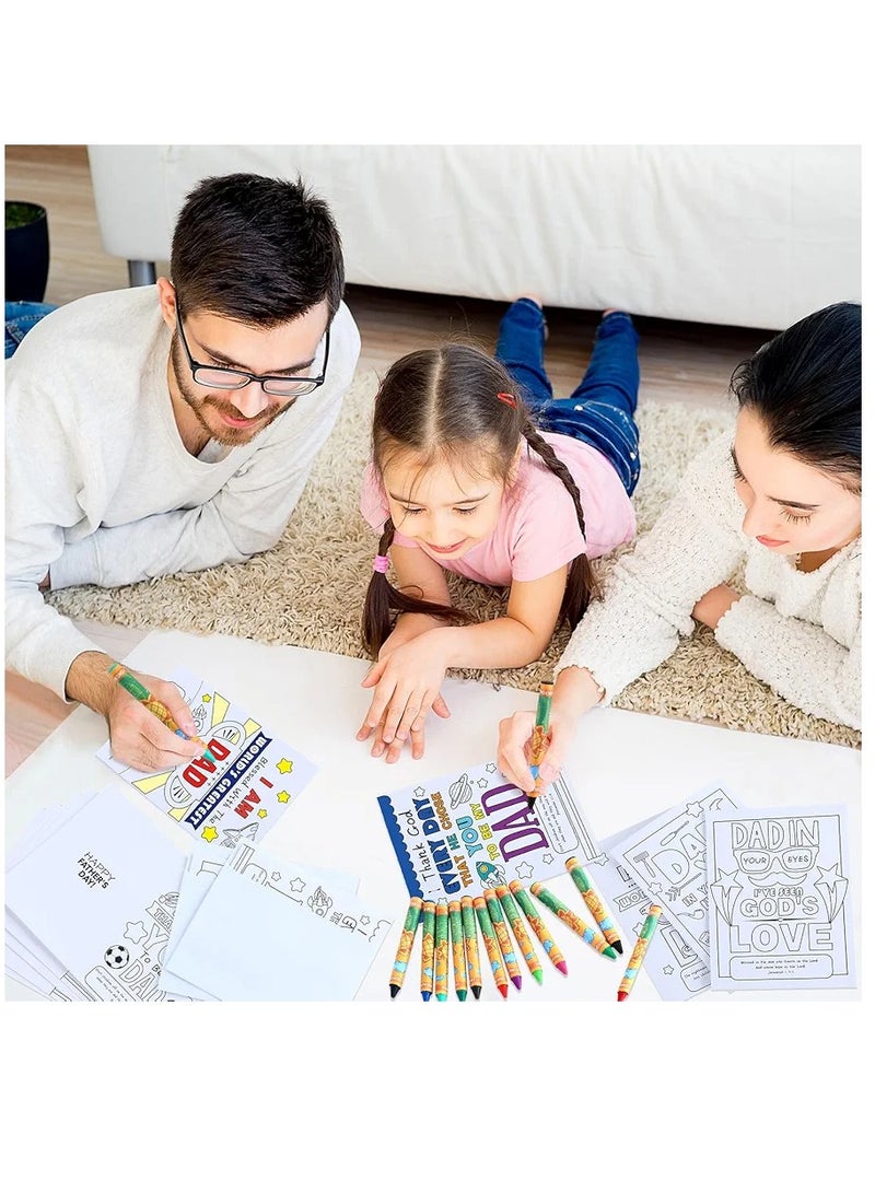 مجموعة من أدوات عيد الأب الحرفية للأطفال، قم بتلوين بطاقات التهنئة الخاصة بك مع المغلف وأقلام التلوين، مجموعة بطاقات تلوين للأب الإيمان، مجموعة بطاقات دينية DIY للأنشطة المدرسية في الفصول الدراسية، هدية منزلية - Image 3