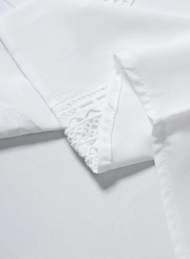 Take Two White Men White Lace Detail Short Sleeveshirt and Shorts Co-Ords for Men | Best Price UAE