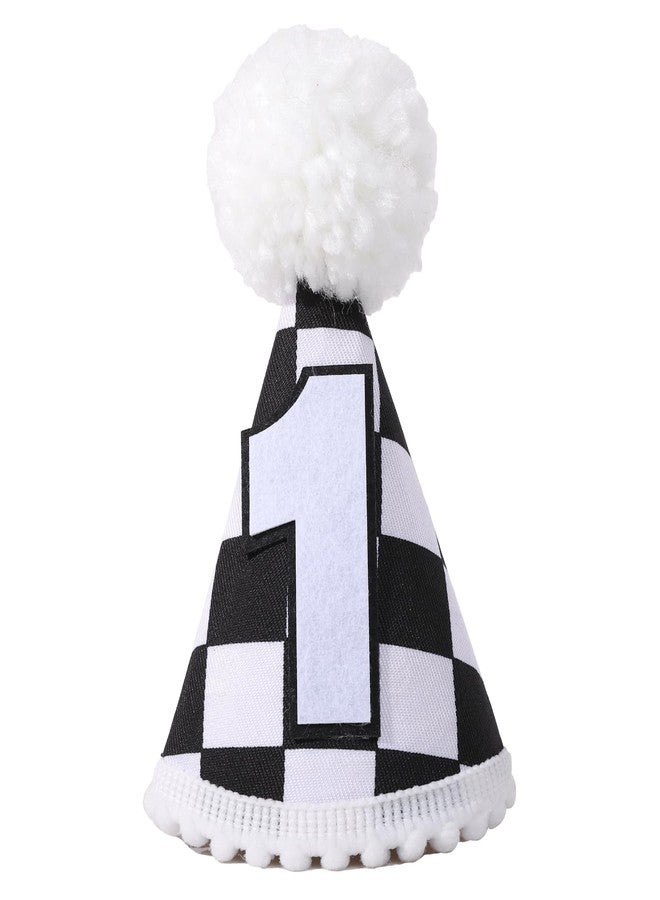 YOUAME Race Car 1st Birthday Hat - Party Decorations, Boy Outfit, Plaid Crown, Racing First Photo Prop - Image 1