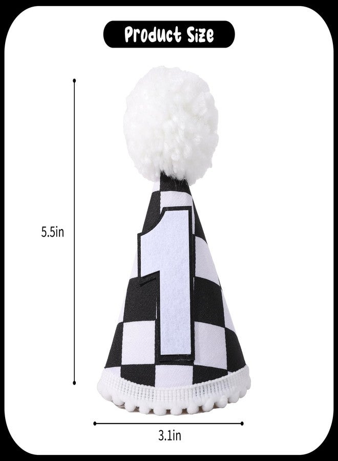 YOUAME Race Car 1st Birthday Hat - Party Decorations, Boy Outfit, Plaid Crown, Racing First Photo Prop - Image 2