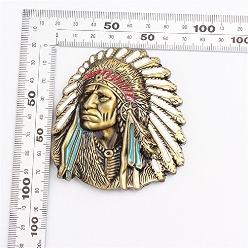 MASOP VOGU MASOP Native American Indian Warrior Chief Belt Buckle Casual Mens Belt Buckle Rings - Image 3