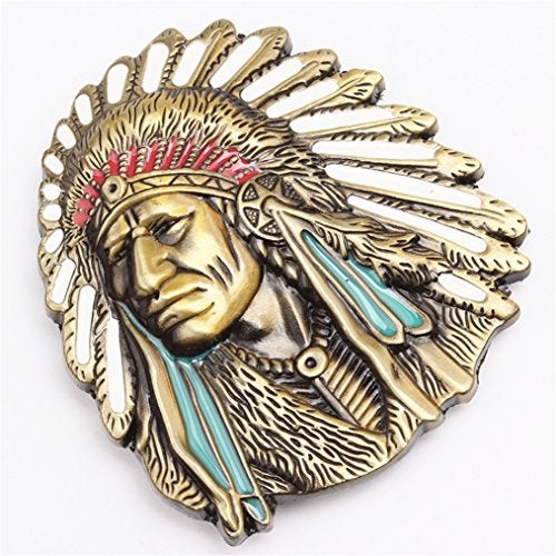 MASOP VOGU MASOP Native American Indian Warrior Chief Belt Buckle Casual Mens Belt Buckle Rings - Image 4