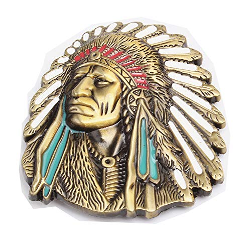 MASOP VOGU MASOP Native American Indian Warrior Chief Belt Buckle Casual Mens Belt Buckle Rings - Image 1