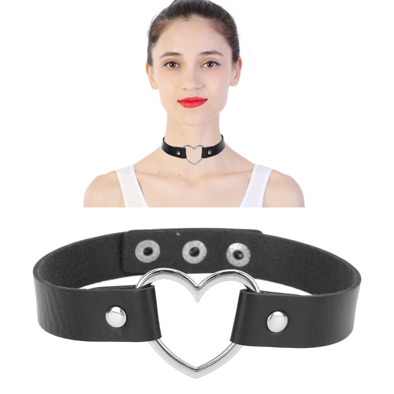 Adjustable PU Leather Choker: Heart Shaped Decoration - Durable Alloy Choker for Parties, Daily Wear And Gift Giving - Image 2