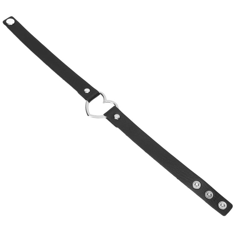Adjustable PU Leather Choker: Heart Shaped Decoration - Durable Alloy Choker for Parties, Daily Wear And Gift Giving - Image 3