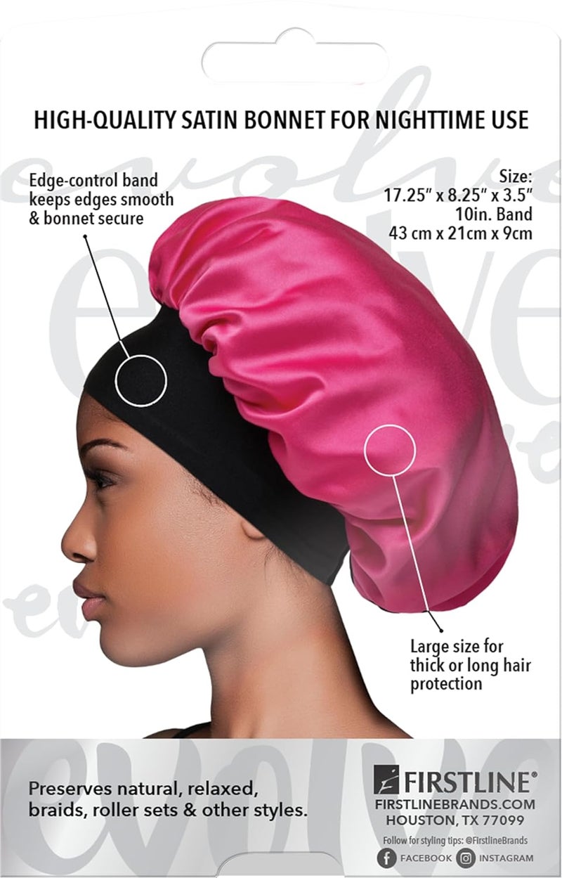 Evolve Firstline Firstline fuchsia satin wide edge bonnet, Pink - Image 2