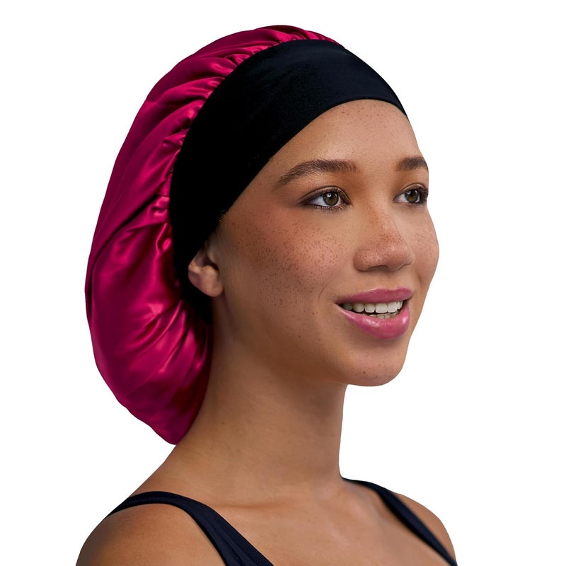 Evolve Firstline Firstline fuchsia satin wide edge bonnet, Pink - Image 3