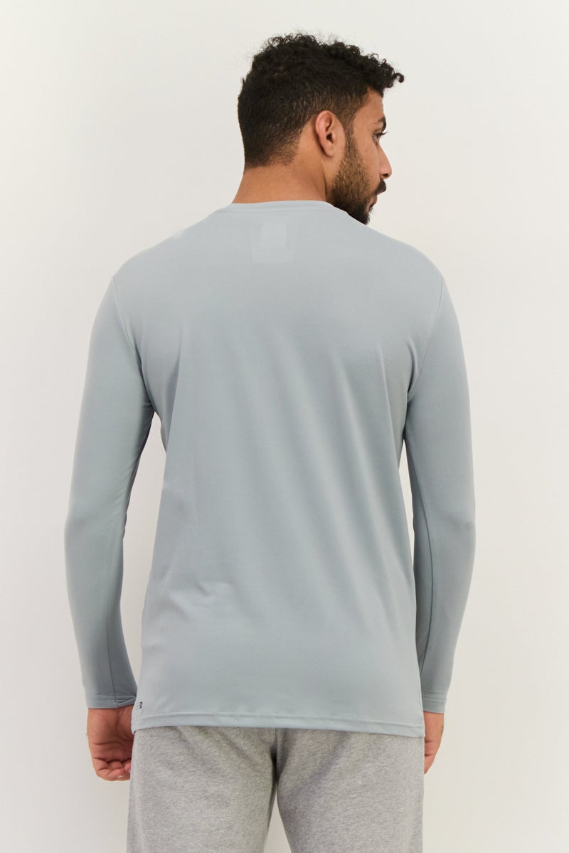 QUIKSILVER Men Sportswear Fit Long Sleeves Training T-shirt, Grey - Image 3