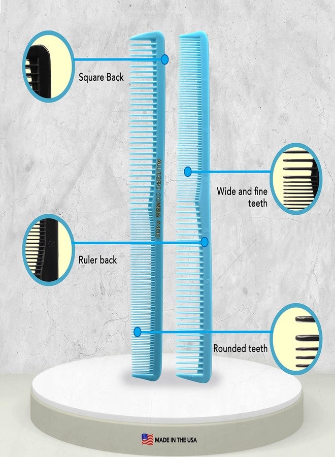 اليجرو كومبس أمشاط الحلاقة Allegro Combs رقم 400 - مجموعة أمشاط متعددة الأغراض للشعر، 12 قطعة (أزرق فاتح) - Image 4