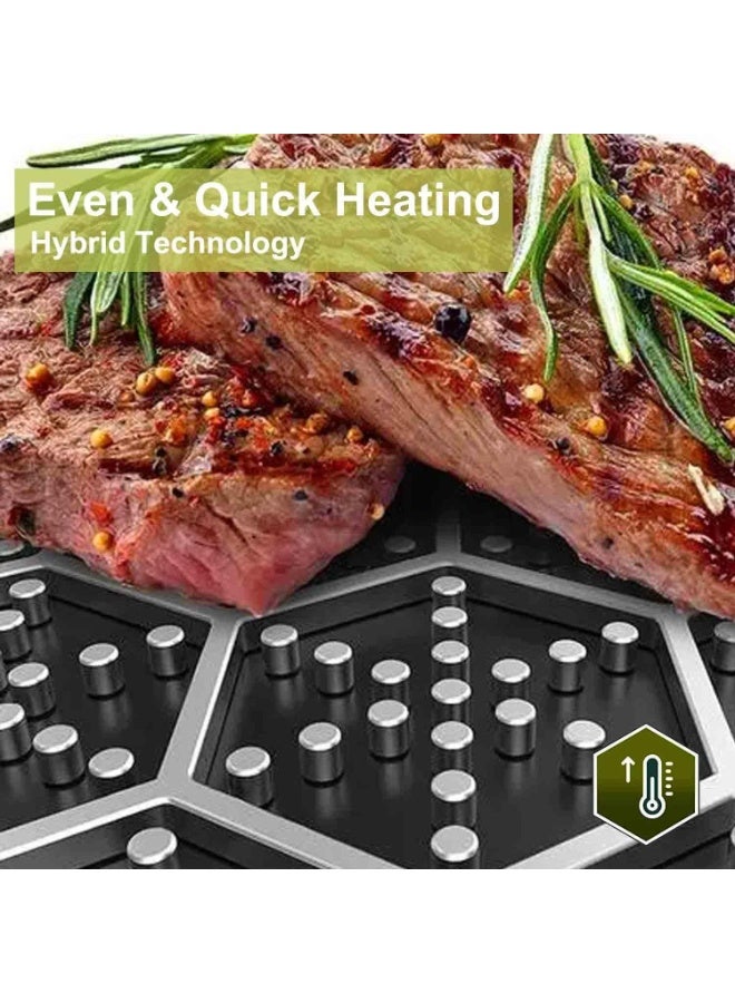 SYXUMLKLS مقلاة من الفولاذ المقاوم للصدأ مع غطاء، 28 سم، تقنية هجينة غير لاصقة، مقلاة مع غطاء ومقبض، خالية من PFOA (للطبخ بالحث/الغاز/الكهرباء) - Image 2