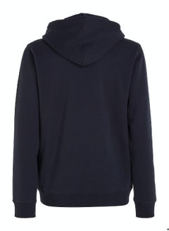 TOMMY JEANS Men's Regular Linear Logo Pullover Hoodie - Cotton, Blue  - Image 4