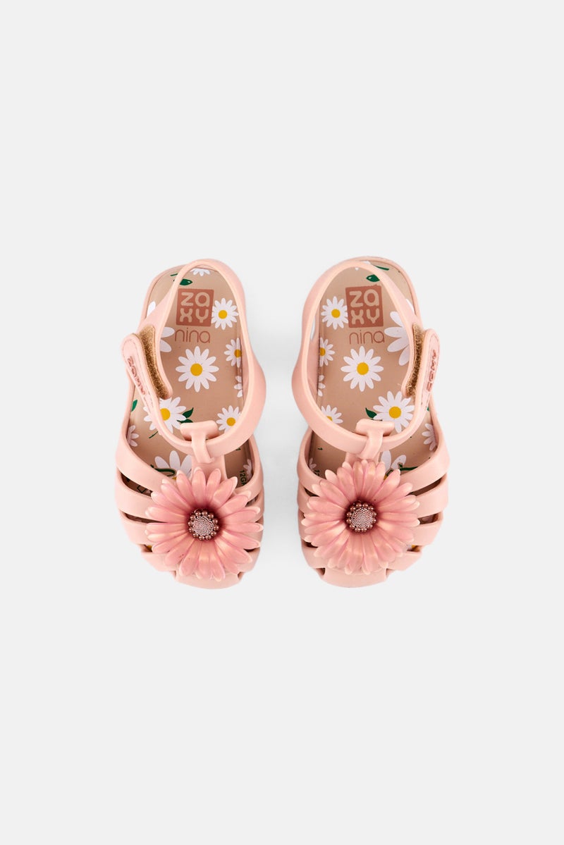 Zaxy Toddlers Girl Daisy Baby Velcro Closure Sandal, Light Pink  - Image 3