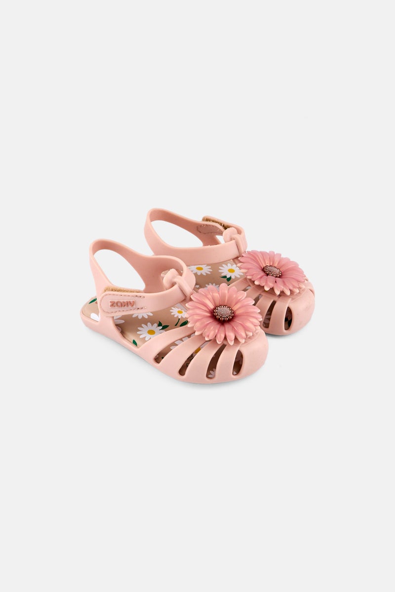 Zaxy Toddlers Girl Daisy Baby Velcro Closure Sandal, Light Pink  - Image 1