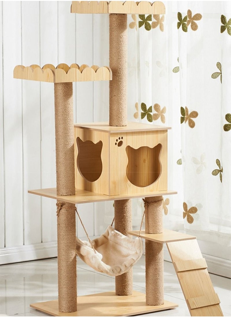 Cat Tree Cat Tower Tree Cat Scratching Post Multi-Level Cat Climbing Activity Center Jumping Platform with Houses and Hammock for Indoor Cats Kittens Pets Play Rest Climb Sleeping