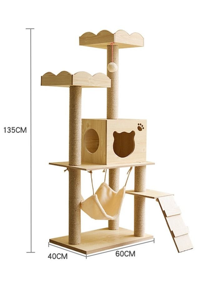 Cat Tree Cat Tower Tree Cat Scratching Post Multi-Level Cat Climbing Activity Center Jumping Platform with Houses and Hammock for Indoor Cats Kittens Pets Play Rest Climb Sleeping