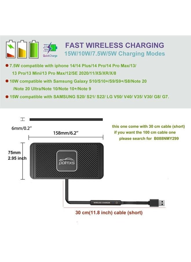 POLMXS - Wireless Charger,POLMXS Wireless car Charger Charging pad 10w Non Slip Charger pad Fast Wireless Phone Charger for car Cell phoneWireless Charging mat galaxy21/20 Note10 S9S10S8 (30cm Cable)(C2Y) - Image 1