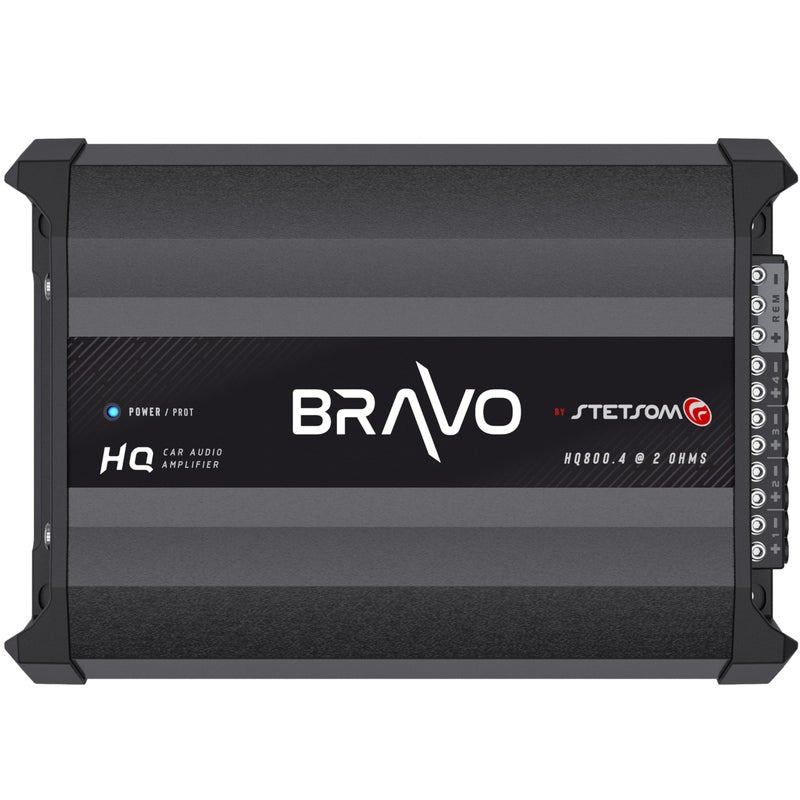 Stetsom Bravo HQ 8004 Multichannel Car Audio Digital Amp 2 Ohms Stable 800 Watts RMS 4 Independent Channels Variable Crossover Full Range Car Stereo ds Bridge Speakers 800x4 RCA High Input