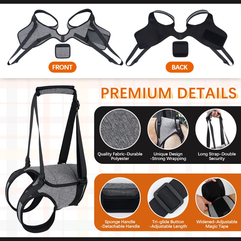 ROZKITCH Dog Lift Harness, Pet Rear Support Aid Veterinarian Approved Sling for Old K9 Help with Poor Stability, Back Leg Hip Disabled Joint Injury Elderly Arthritis ACL Rehabilitation Rehab Grey L - Image 5