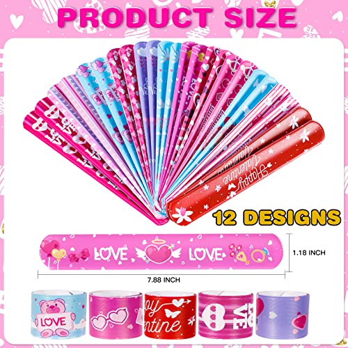 Thuodo 48 Pcs Valentines Day Slap Bracelets Rubber Bracelets Valentines Day Gifts for Kids School Classroom Party Favors Goodie Bag Stuffers - Image 5