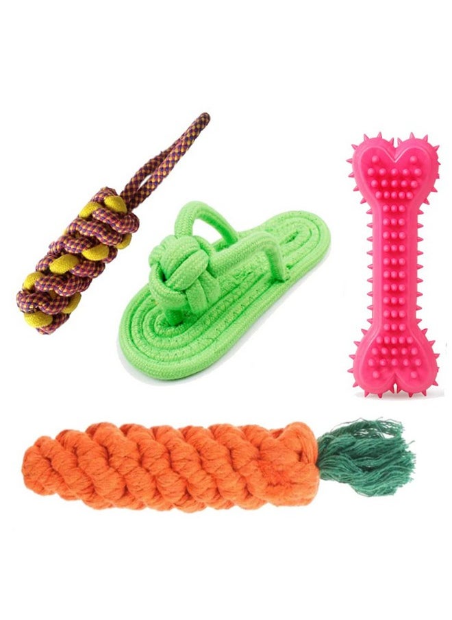 Sage Square Dog Rope Toys + Dog Toys + Chew Toys + Toys For Puppy + Chew Hard Spike Bone For Dog + Dog Cotton + Poly Mix Chew Toys, Combo Pack (Color May Vary)  - Image 1