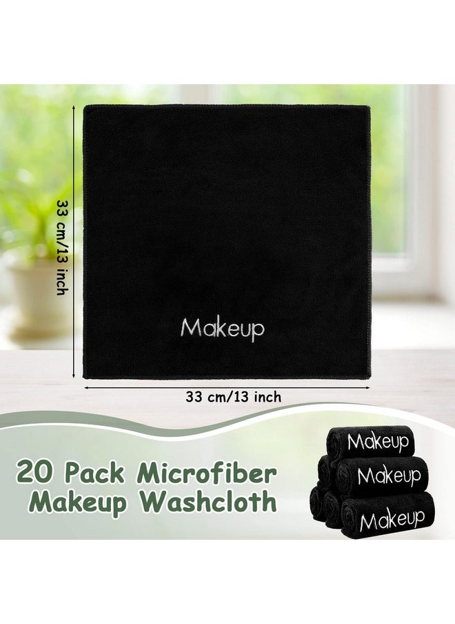 Shimeyao - 20 Pack Makeup Washcloths Microfiber Makeup Remover Towels Reusable Quick Dry Face Wash Cloth Soft Washable Fingertip Facial Makeup Towels For Cleansing Hand And Make Up13X13 Inch(Black) - Image 1