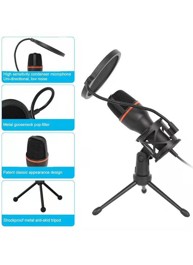 Fankalo - USB Condenser Microphone with Adjustable Desktop Tripod,RGB Light,HIFI Sound Quality - Image 1
