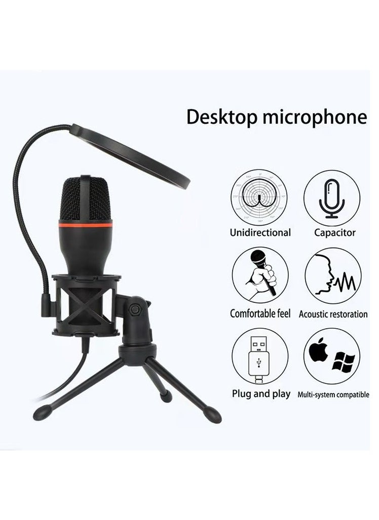 Fankalo - USB Condenser Microphone with Adjustable Desktop Tripod,RGB Light,HIFI Sound Quality - Image 1